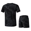 Summer Mens Sports 2 pieces Sets Corduroy Quick Dry Suit Casual Running Tracksuit Gym Fitness Set T Shirts Shorts Men Sportswear 3