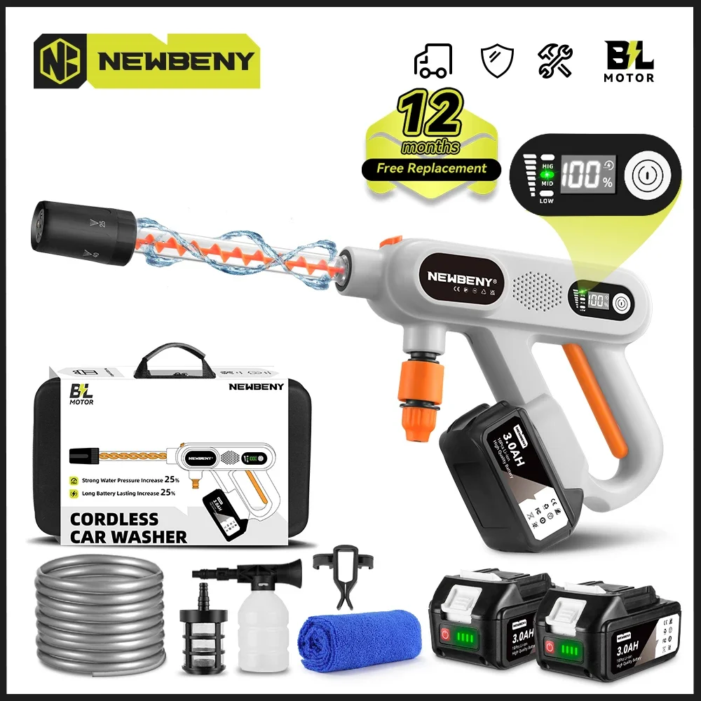 220Bar 5 IN 1 Brushless Car Washer 3 Gears Cordless Household Garden Cleaning Irrigation Tool 18V Battery high pressure washer