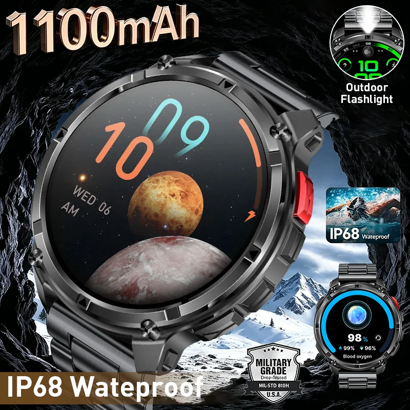 2026 New LIGE 1100mAh Super Capacity Battery Adult Men Smart Watch 1.7" Large HD Screen Call 5ATM Waterproof Sports Watches 1