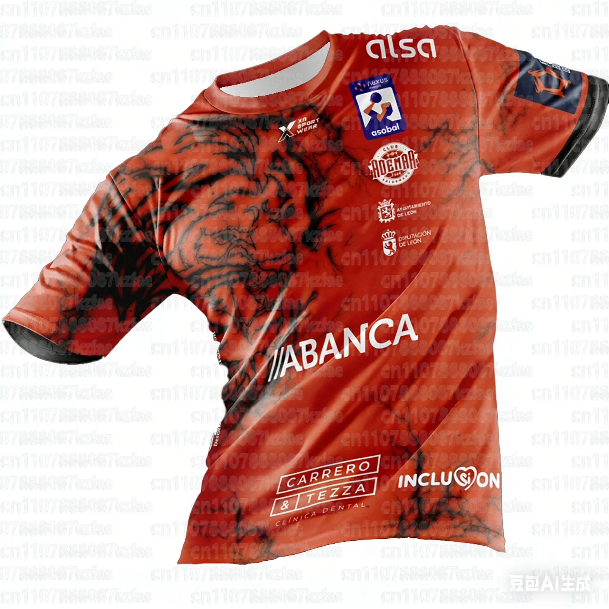 ABANCA Ademar León 2026 Neu eingetroffen Spanien Handballtrikot 3D-Druck Freizeit-T-Shirt Heim Auswärts Erwachsene Kinder Familien-Matching Euro-Set – Detail 5