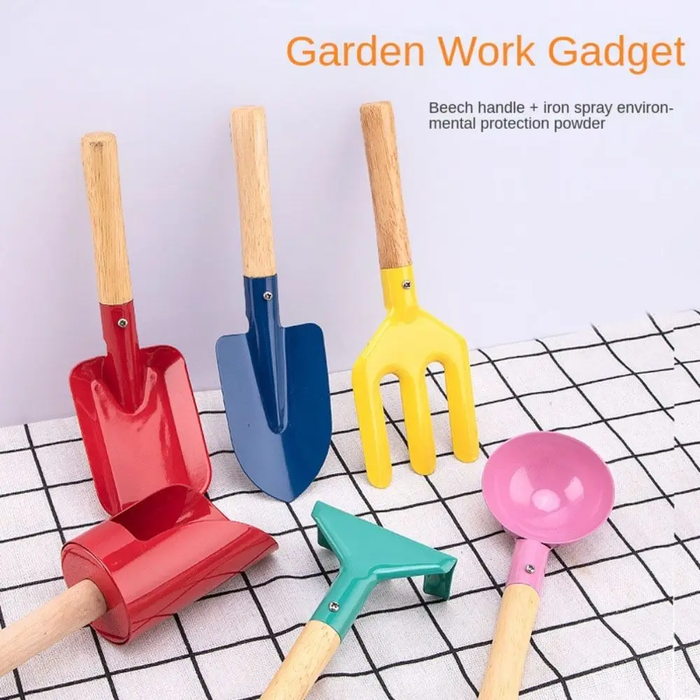 

Digging Sand With Wooden Handle Spade Beach Toy Shovel Barrel Kids Garden Tool Rake Gardening Tool Trowel