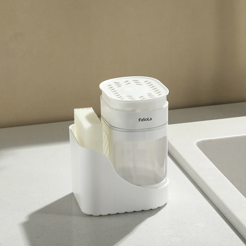 420ml/14oz Dishwashing Soap Pump Dispenser for Countertop Sponge Included Dish Soap Dispenser and Sponge Holder for Kitchen Sink soap dispenser