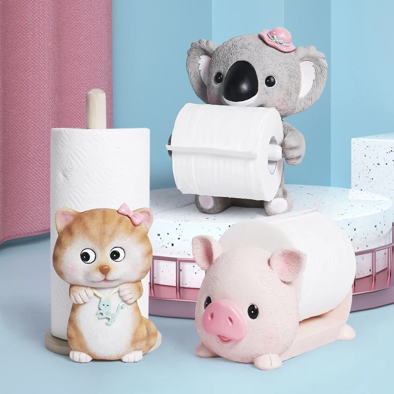 

Animal Statue Craft Toilet Paper Holder Table Living Room Office Restaurant Paper Tissue Box Koala Cat Pig Figurine Home Decor