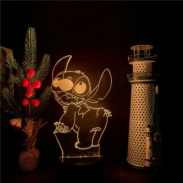 Lampe led 3D Stitch assis, veilleuse, chevet, néon, déco, dessin animé