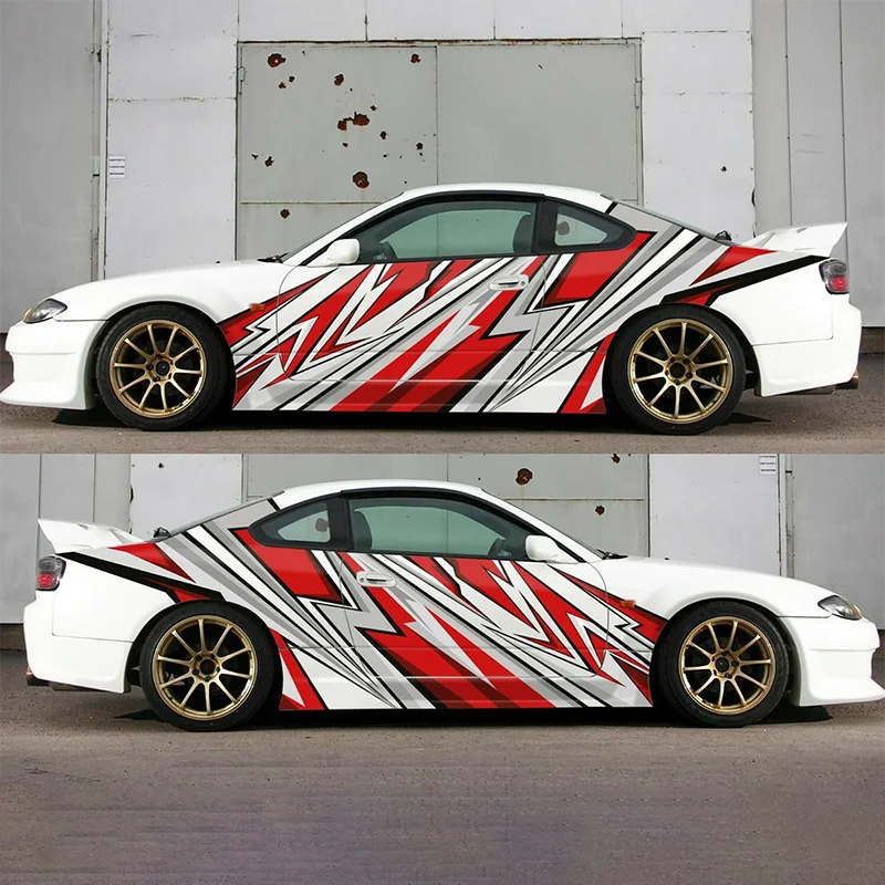 

Racing side wrap abstract stripes car paint decal vinyl sticker color decal design graphic lightning drift custom
