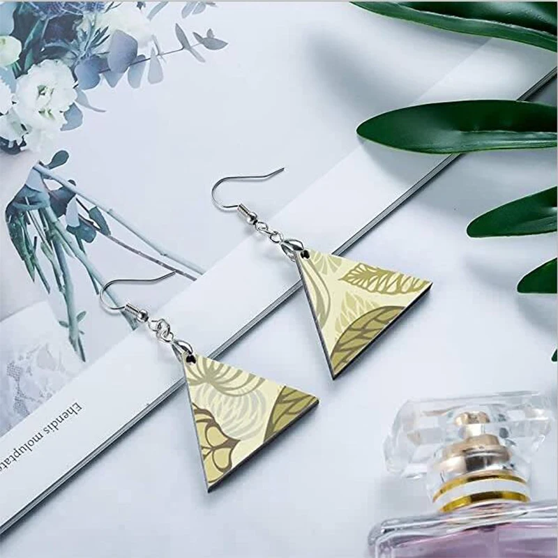 

DIY Sublimation Triangle Earrings MDF White Earrings Heat Transfer Wire Hooks Earrings For Mother's Day Gift