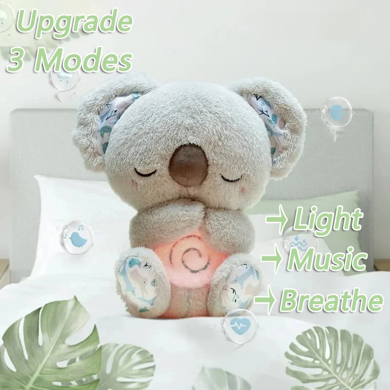 

Breathing Koala Baby Sleep and Playmate Otter Musical Stuffed Plush Toy with Light Sound Newborn Sensory Comfortable Baby Gifts