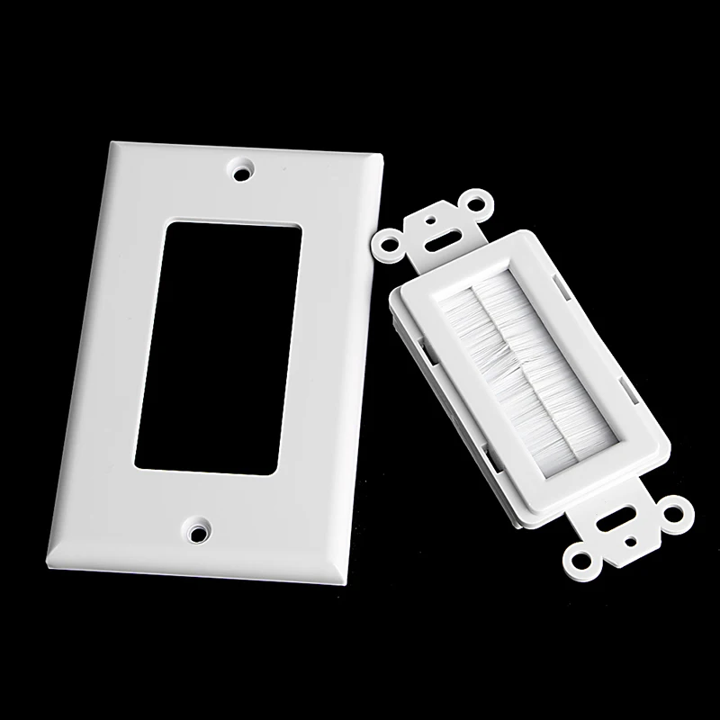 Single Gang Bristles Brush Wall Plate Port Insert Cover Outlet Mount Panel 1 access panel