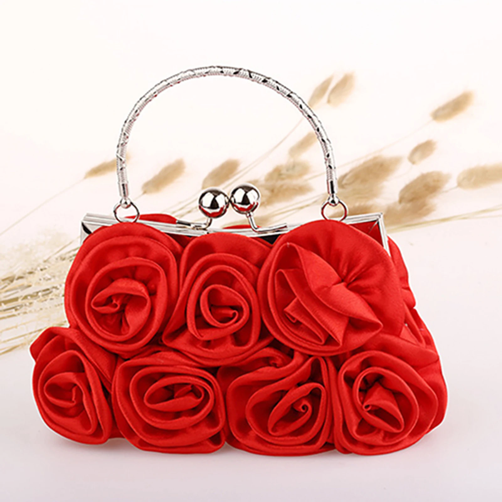 Women Evening Bag Handbag Women's Tote Bag Rose Flower Pattern Clutch Bags Evening Party Bridal Handbag