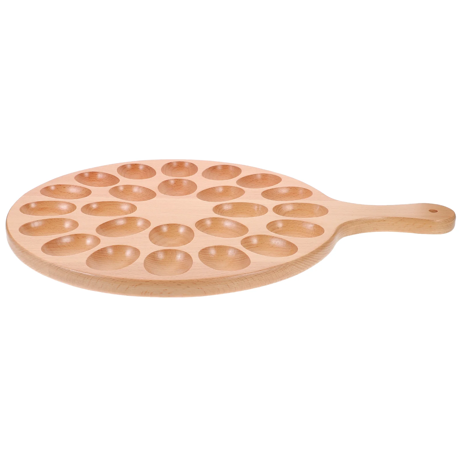 

Wooden Deviled Egg Platter Multi-holes Deviled Egg Tray with Handle for Desktop