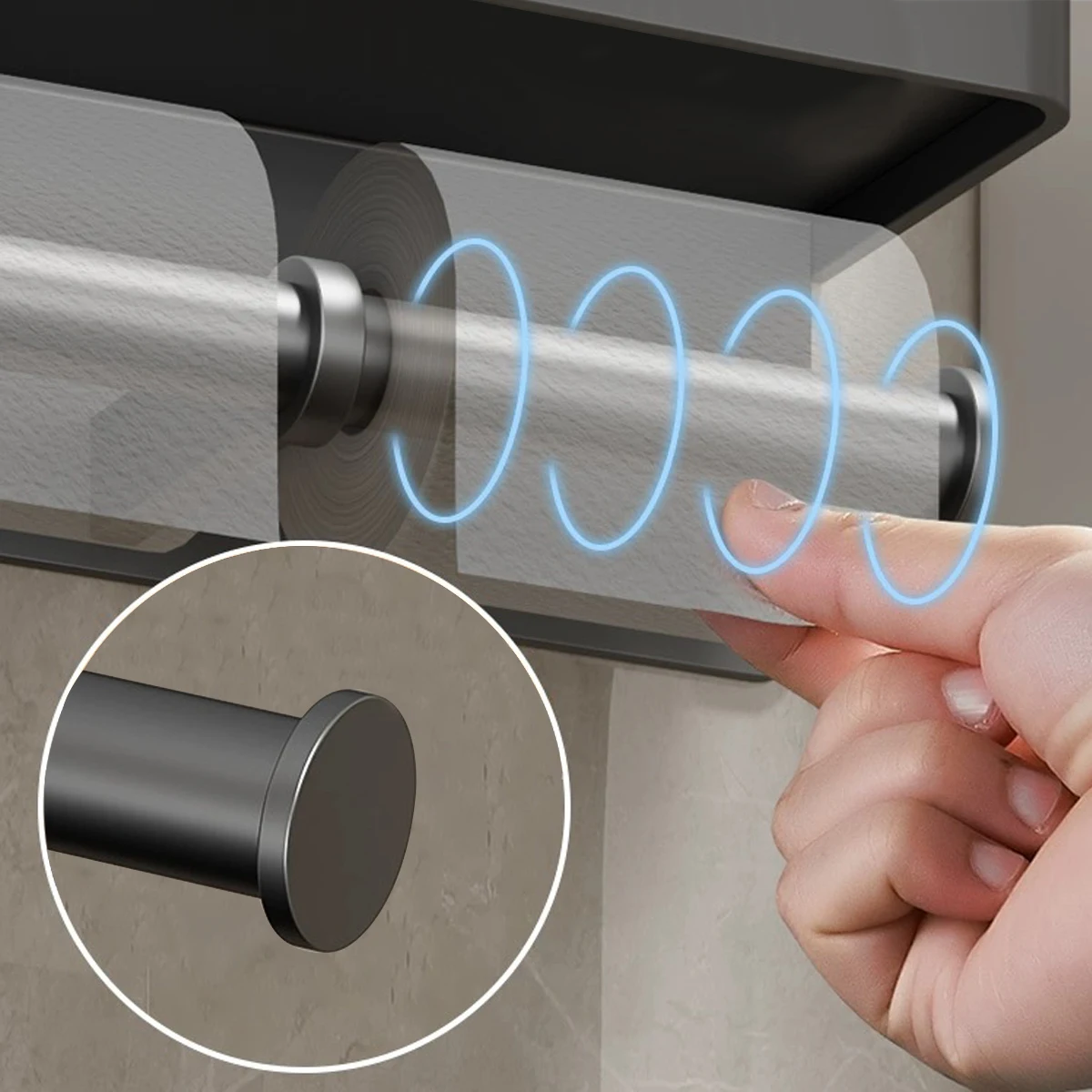 Aluminum Alloy Toilet Roll Holder Wall-Mounted No Drilling Bathroom Kitchen
