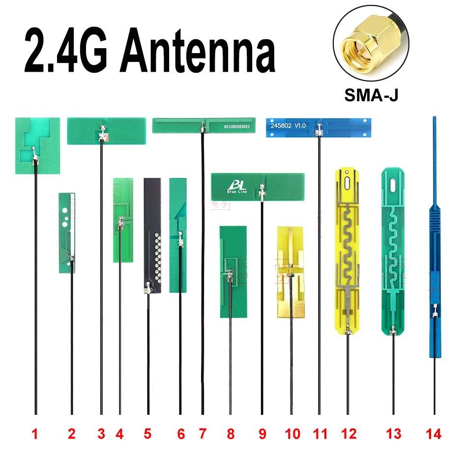 

5Pcs 2.4Ghz 5.8Ghz Antenna WiFi internal 2.4G 5.8G PCB Soft Antenna SMA-J male High Gain 2400Mhz For ZigBee Bluetooth Module