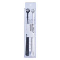 Compact Adult Toothbrush for Travel - Effective Cleaning & Bacteria Prevention (Black White)