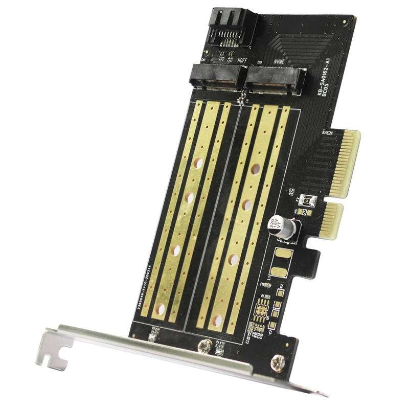 

PCIE to M.2 Dual Bay Adapter Card NVME NGFF Dual Protocol High-Speed Desktop Computer Solid State Expansion Card