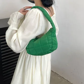 حقيبة كتف منتفخة مبطنة، محفظة مطرزة منقوشة تحت الإبط، حقيبة يد هوبو مبطنة ريترو للنساء 5