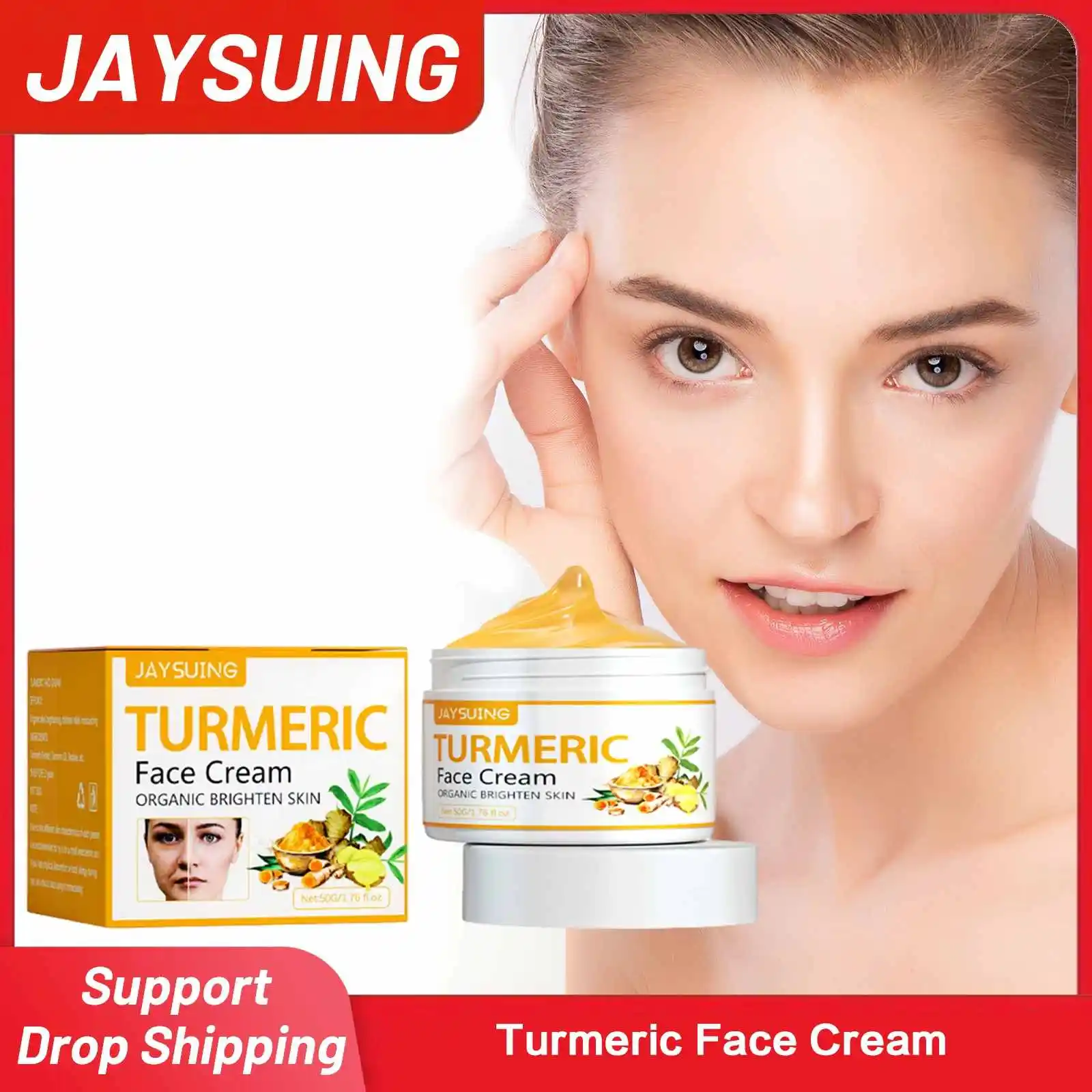 Turmeric Face Cream Anti Sagging Reduce Wrinkles Fine Lines Remover Tightening Firming Brighten Skin Tone Anti Aging Cream 50g