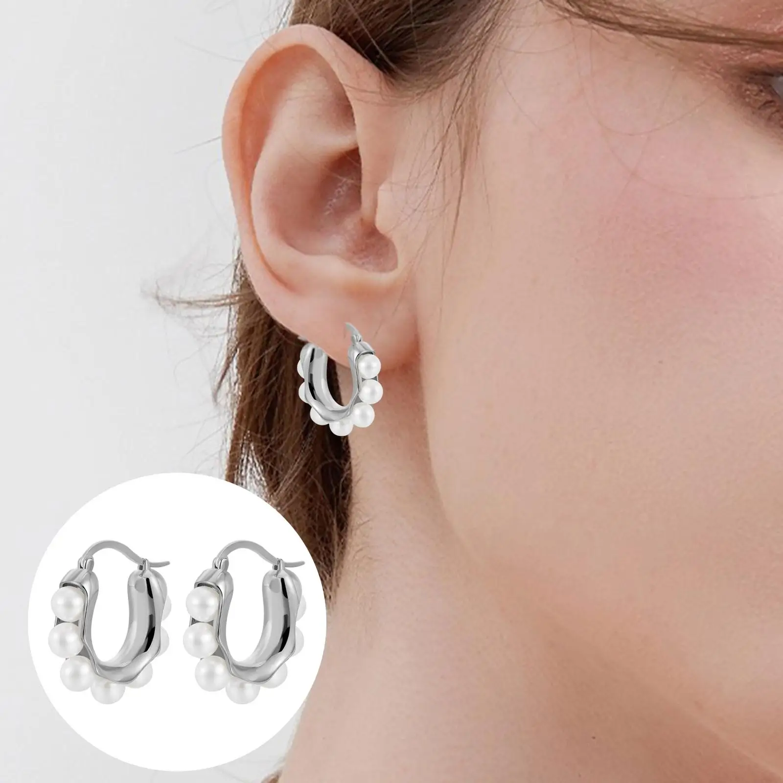 Hoop Earrings Small Elegant Teen Girls U Shaped Trendy Ladies Premium Jewelry for Dating Engagement Prom Wedding Birthday Gift