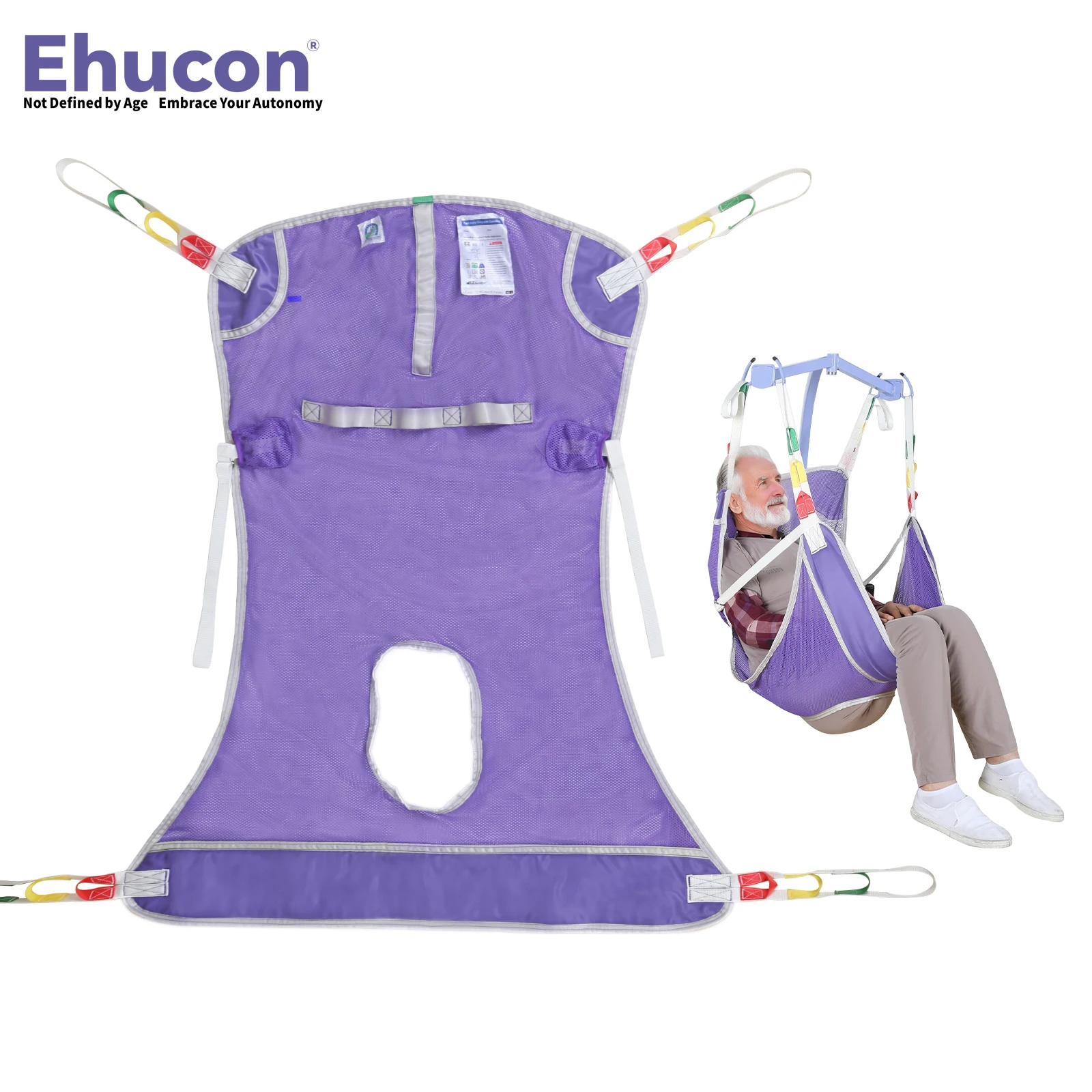 Ehucon Patient Hoyer Lift Transfer Medical hoist Sling with Commode Opening for Ederly Bariatric Disabled SWL 500lbs