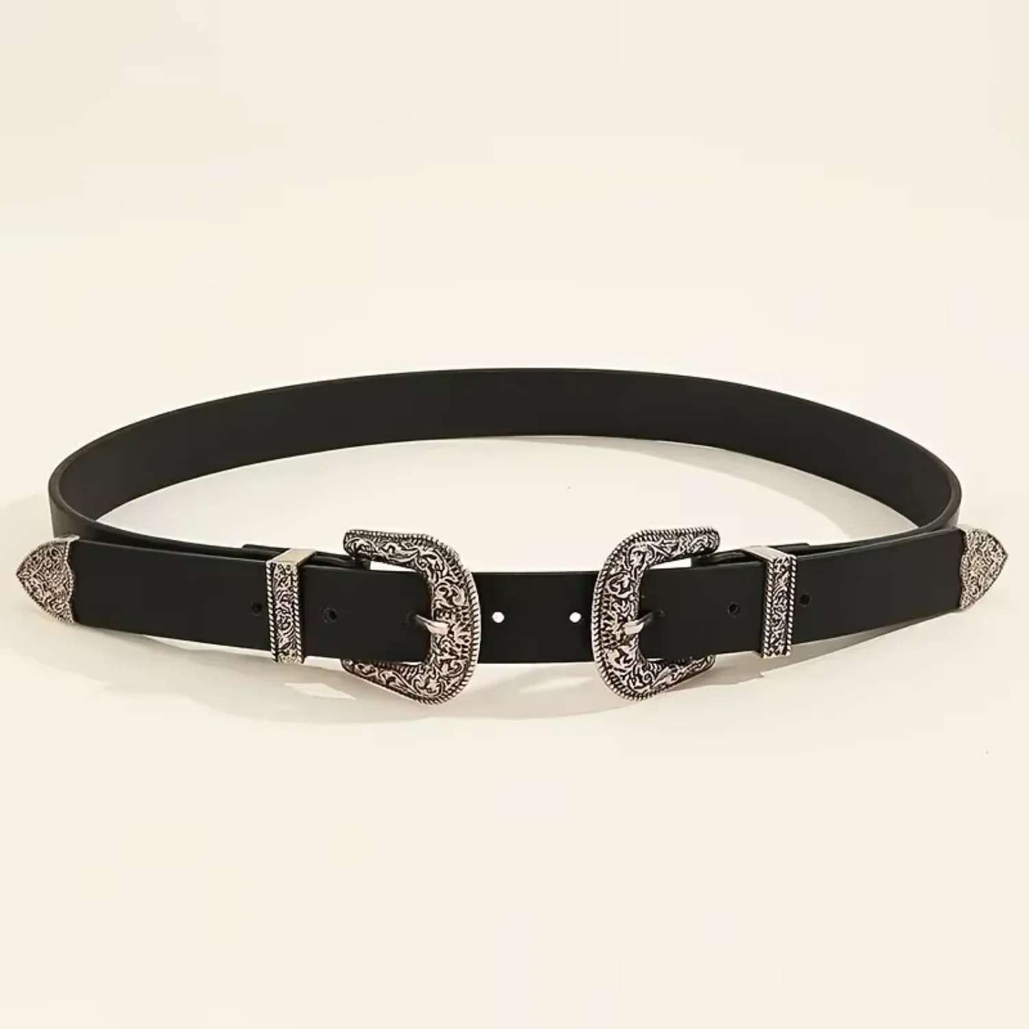 여성용 조정 가능한 보호 조각 벨트, 패션 청바지, 블랙 라운드 버클 벨트, Mujer PU 가죽 벨트 액세스