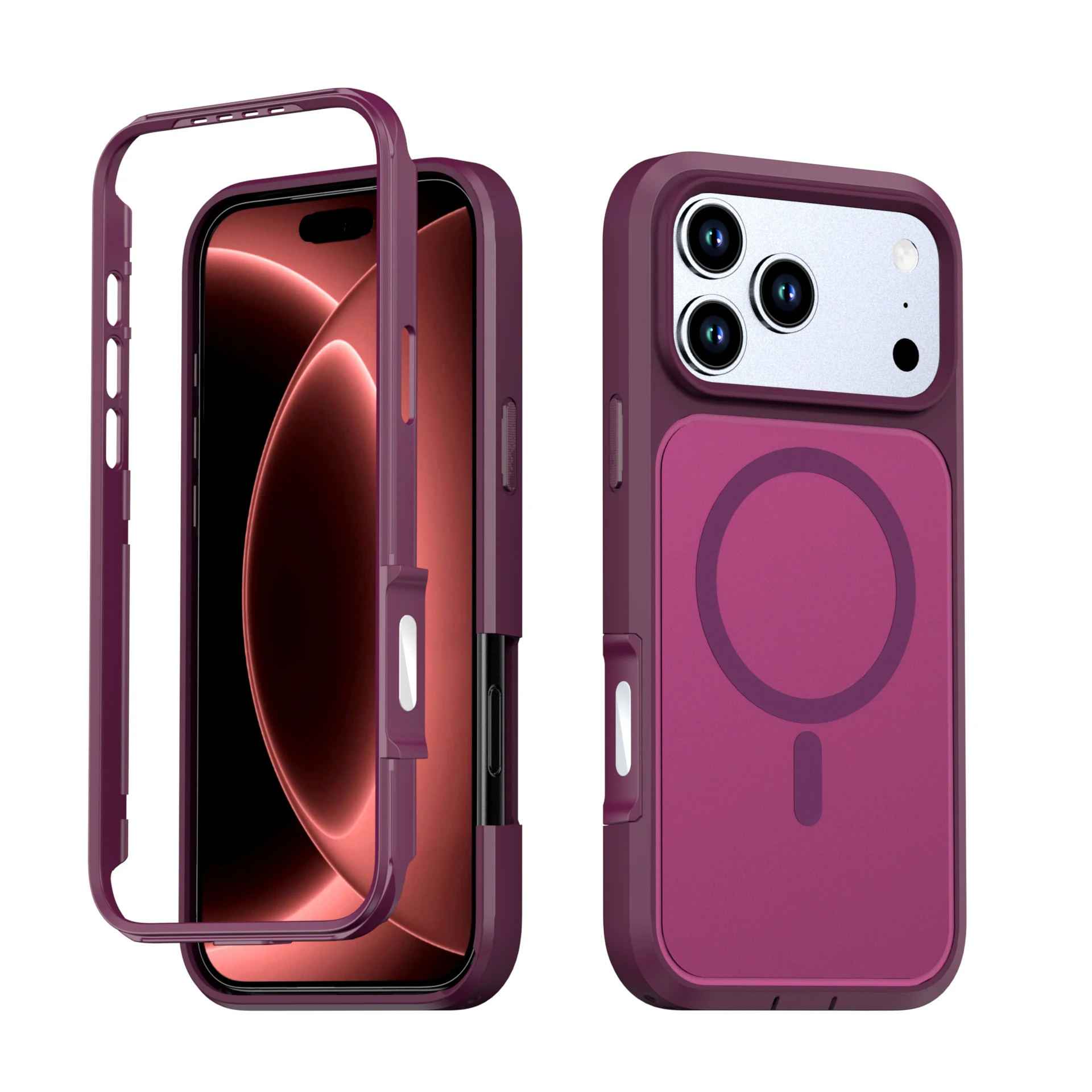 Dual Layer Armor Shockproof Magnetic Case with Dustproof Plug and Belt Clip