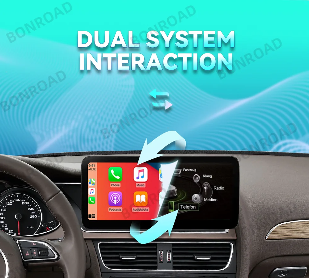 Bonroad 10,25'' Autoradio-Player Multimedia-Bildschirm für Audi A4 A5 2009-2016 Wireless CarPlay Android Auto Airplay AutoLink GPS – Detail 8