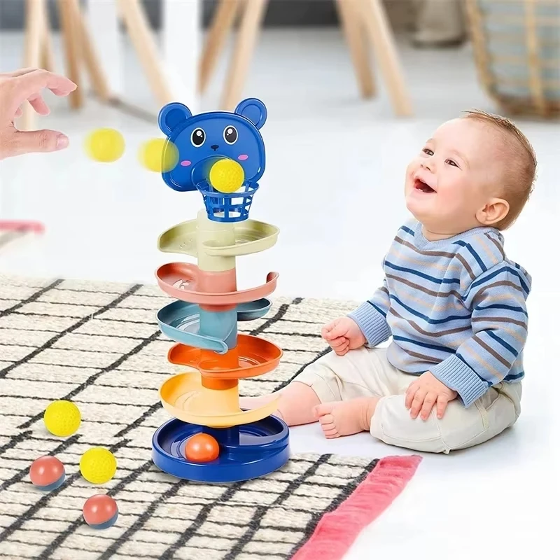 Baby Toy Montessori Rolling Ball Tower Montessori Educational Games For Babies Stacking Track Baby Education Toys Toddler Toys