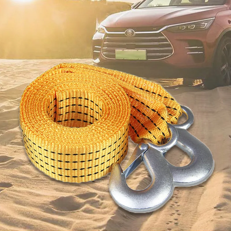 

3M Heavy Duty 3 Ton Car Tow Cable Towing Pull Rope Strap Hooks Van Road Recovery Yellow, 4.3 CM Width