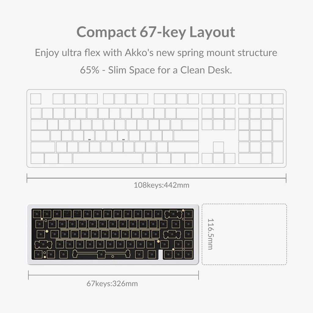 Akko SPR 67 DIY Mechanical Keyboard Aluminum Kit Spring Mount
