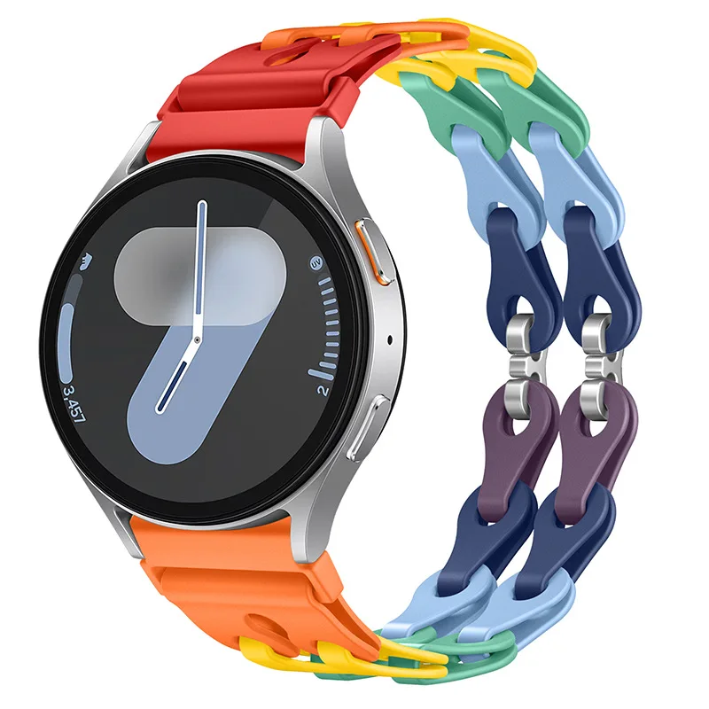 Silicone Chain Strap - 20mm/22mm Versatile Smartwatch Bracelet