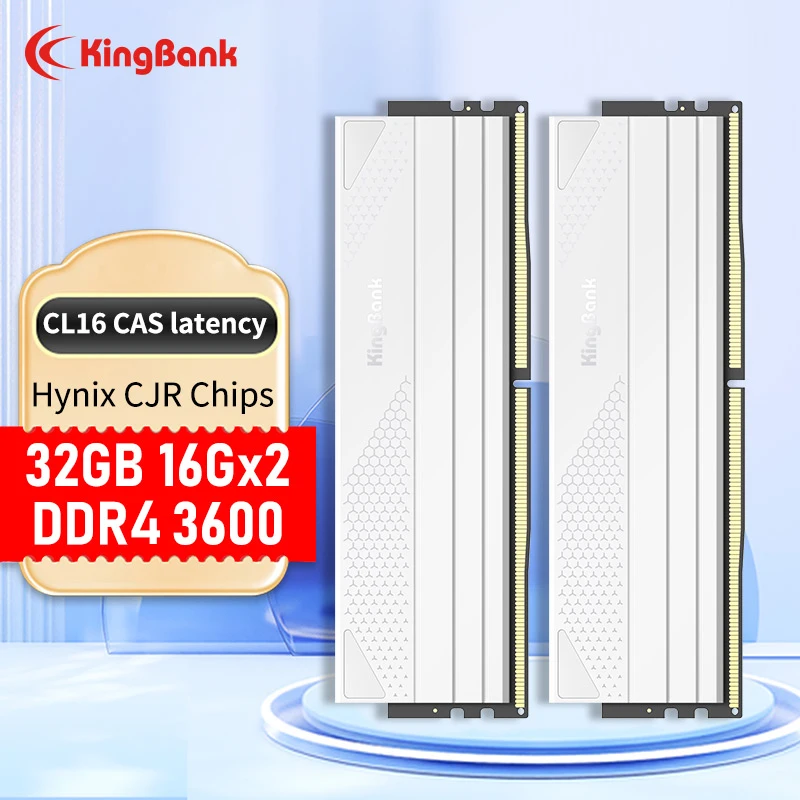 Kingbank-デスクトップPC用のRAM, XMPサポート,ホワイトRAM,16GB, 16GB