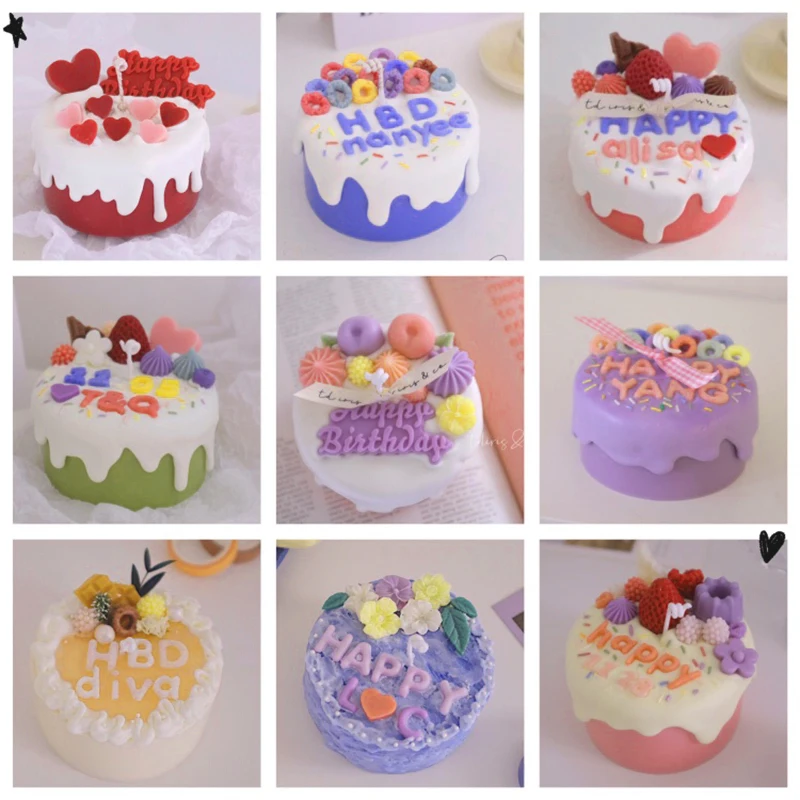 Cake Candle Scented Aromatic Candles Birthday Flameless Customized