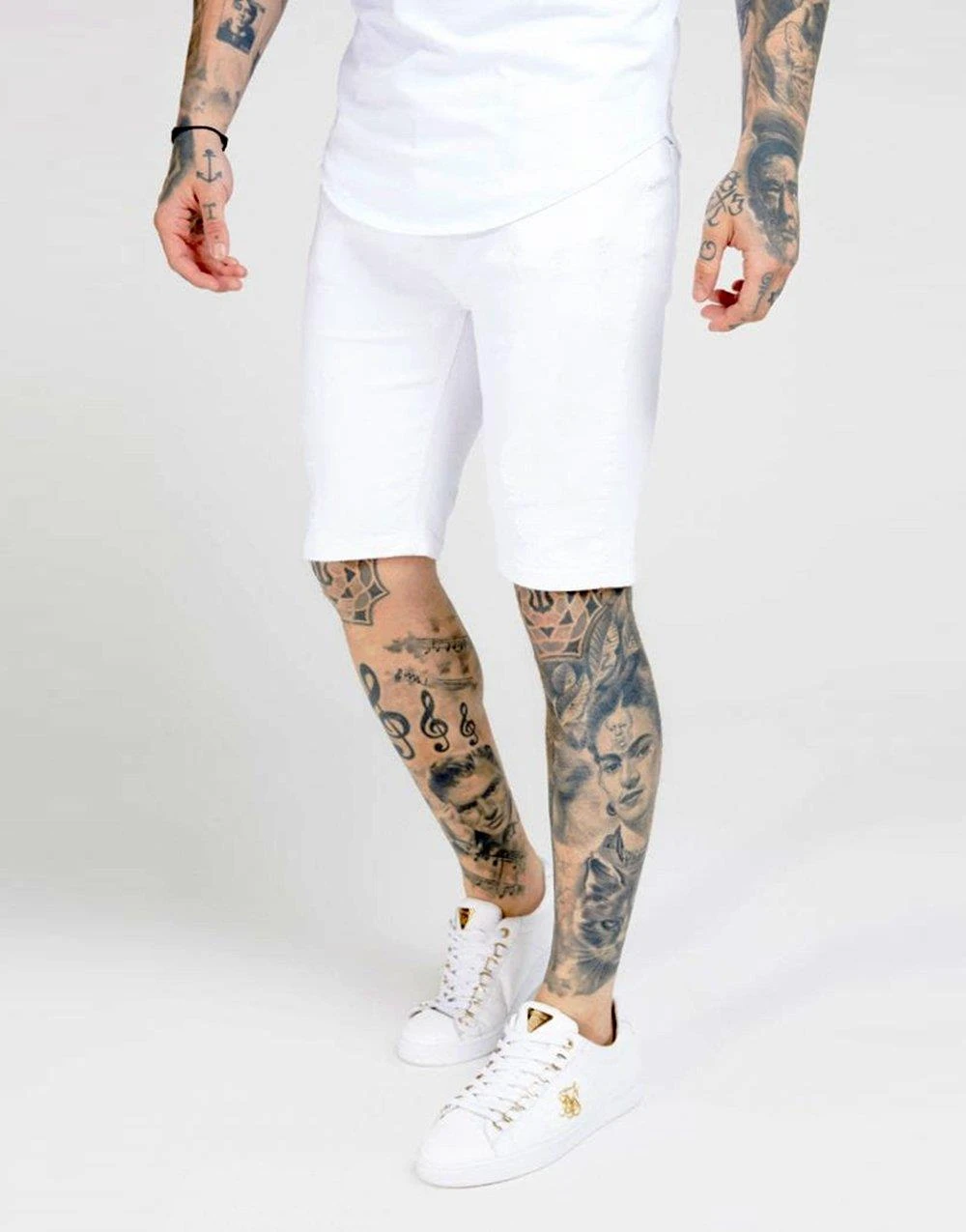 SikSilk pantalones cortos vaqueros ajustados y color blanco| Pantalones vaqueros| - AliExpress