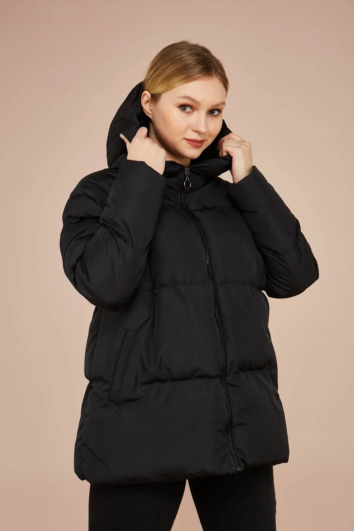 

Women's Coat Winter Popular Clothing Women's Black Hooded Puffer Coat