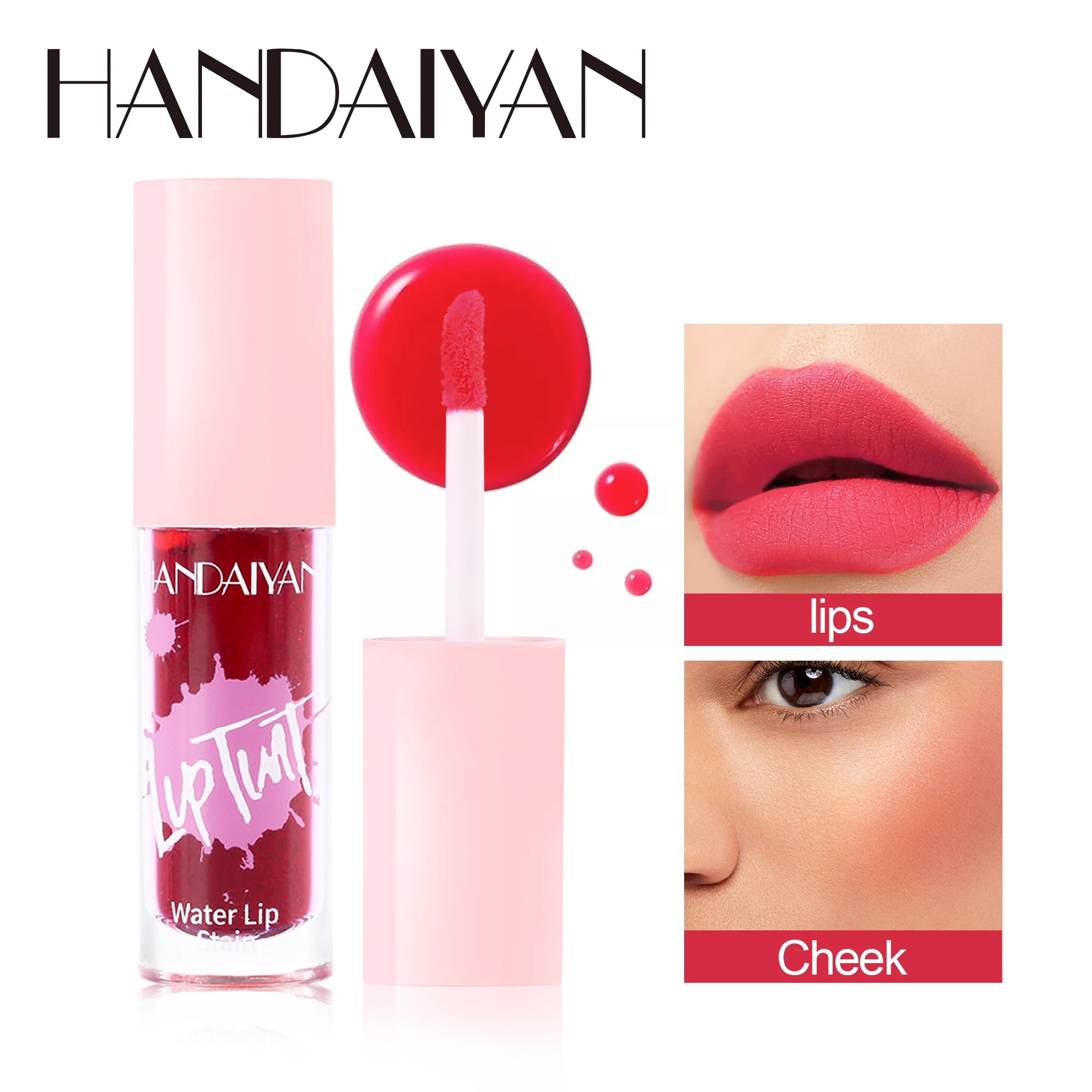 HANDAIYAN 6 Colors Lip Tint Stain Cheek Tint Moisturizing Liquid Lipstick Long-lasting Waterproof High Pigment Lipgloss 4