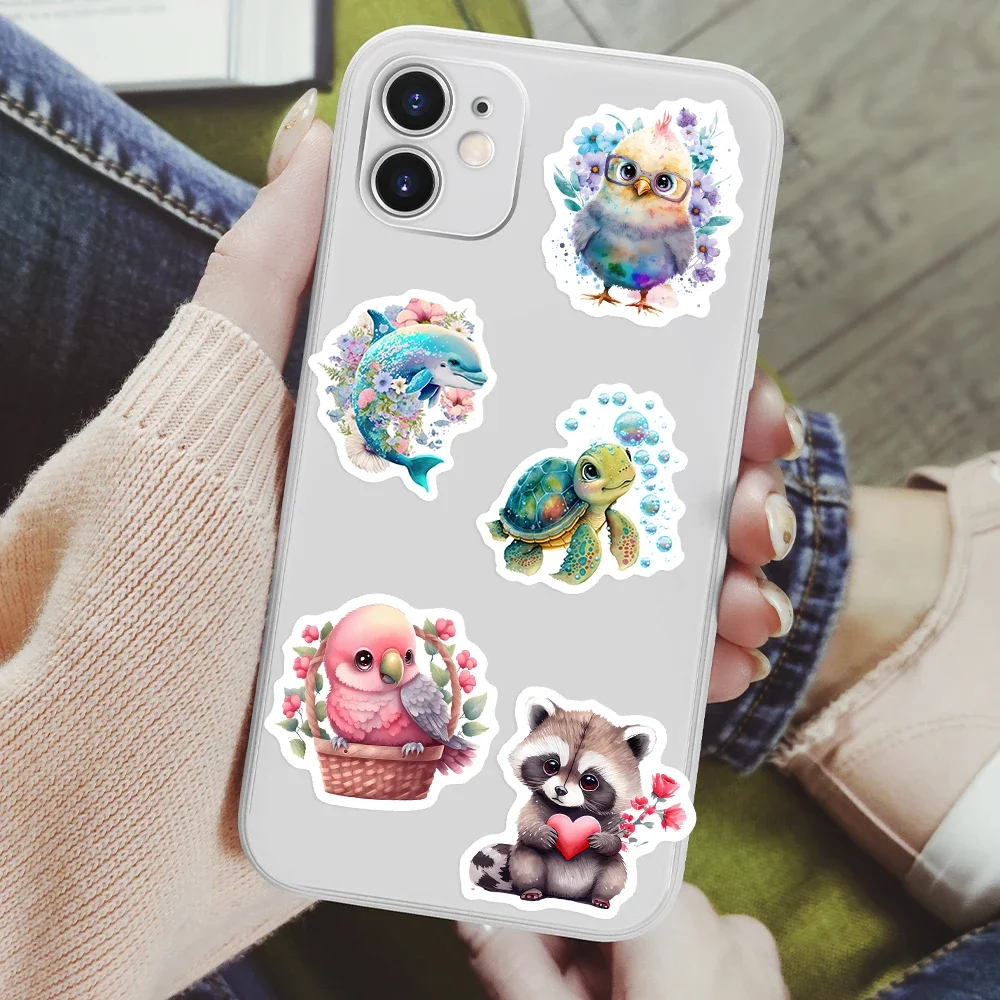 Kawaii Watercolor Aesthetic Stickers Animal Cute DIY Toy Gift Graffiti Decal For Phone Luggage Laptop Scrapbook Waterproof cartoon stickers,decorative stickers,self adhesive stickers,custom stickers,paper stickers,adhesive stickers,decorative labels stickers,animal stickers,cartoon sticker,custom design stickers