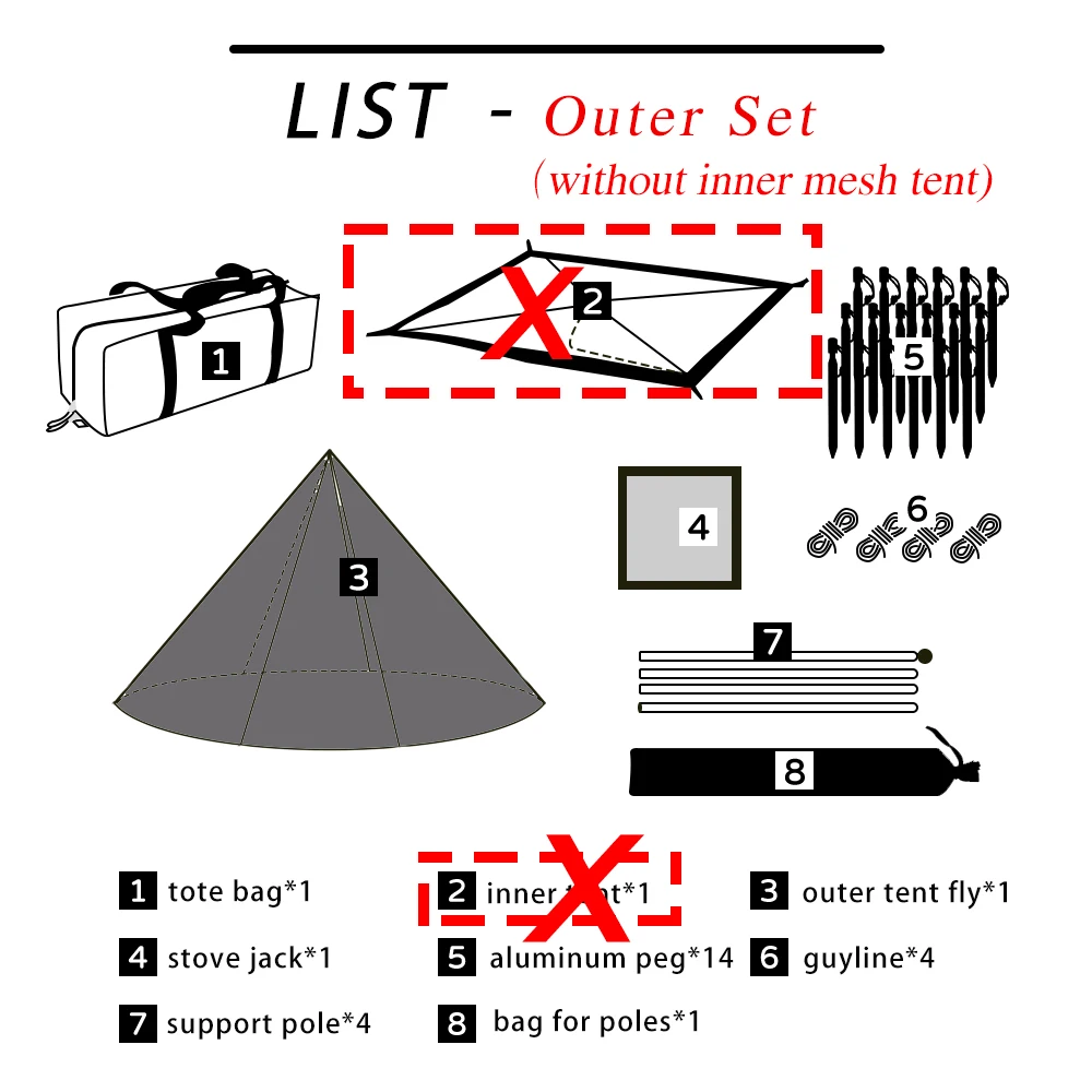 خيمة هرمية خفيفة الوزن يطير مع فتحة مدخنة خيمة تيب...