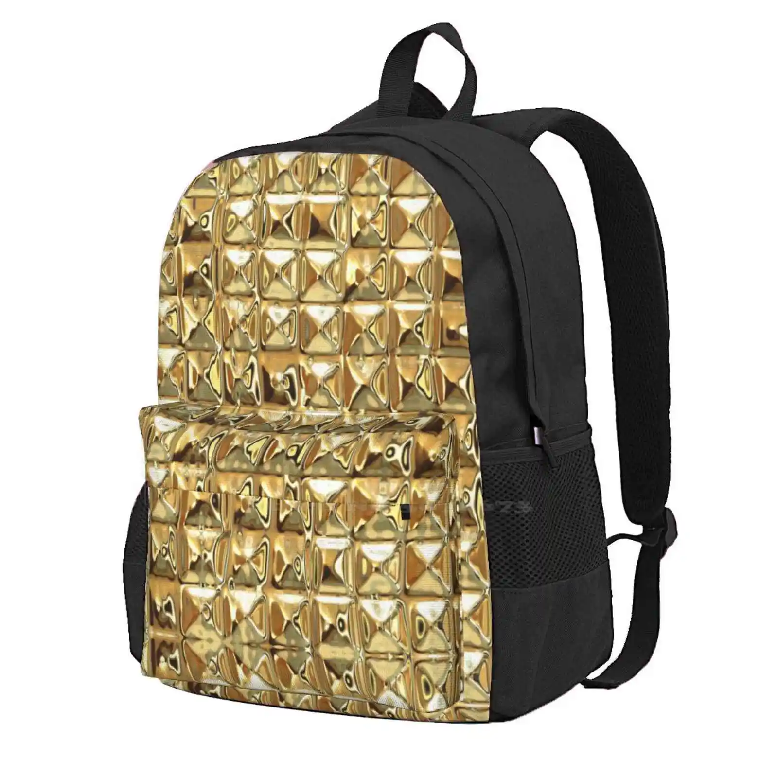 

Gold New Arrivals Unisex Bags Student Bag Backpack Abstract Background Bright Dazzling Decorative Diamonds Gem Geometrical