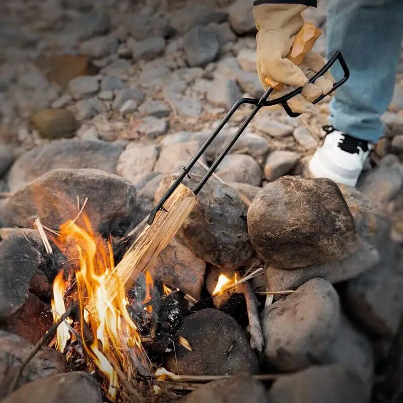 

Зажим для пикника, камина, щипцы для огня, зажим для угля, металлические деревянные трубы для барбекю, жаропрочные угольные зажимы для сбора на открытом воздухе