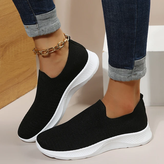 Plus Size 46 Breathable Mesh Platform Sneakers Women Slip On Soft Ladies  Casual Running Shoes Woman Knit Sock Shoes Flats - Flats - AliExpress