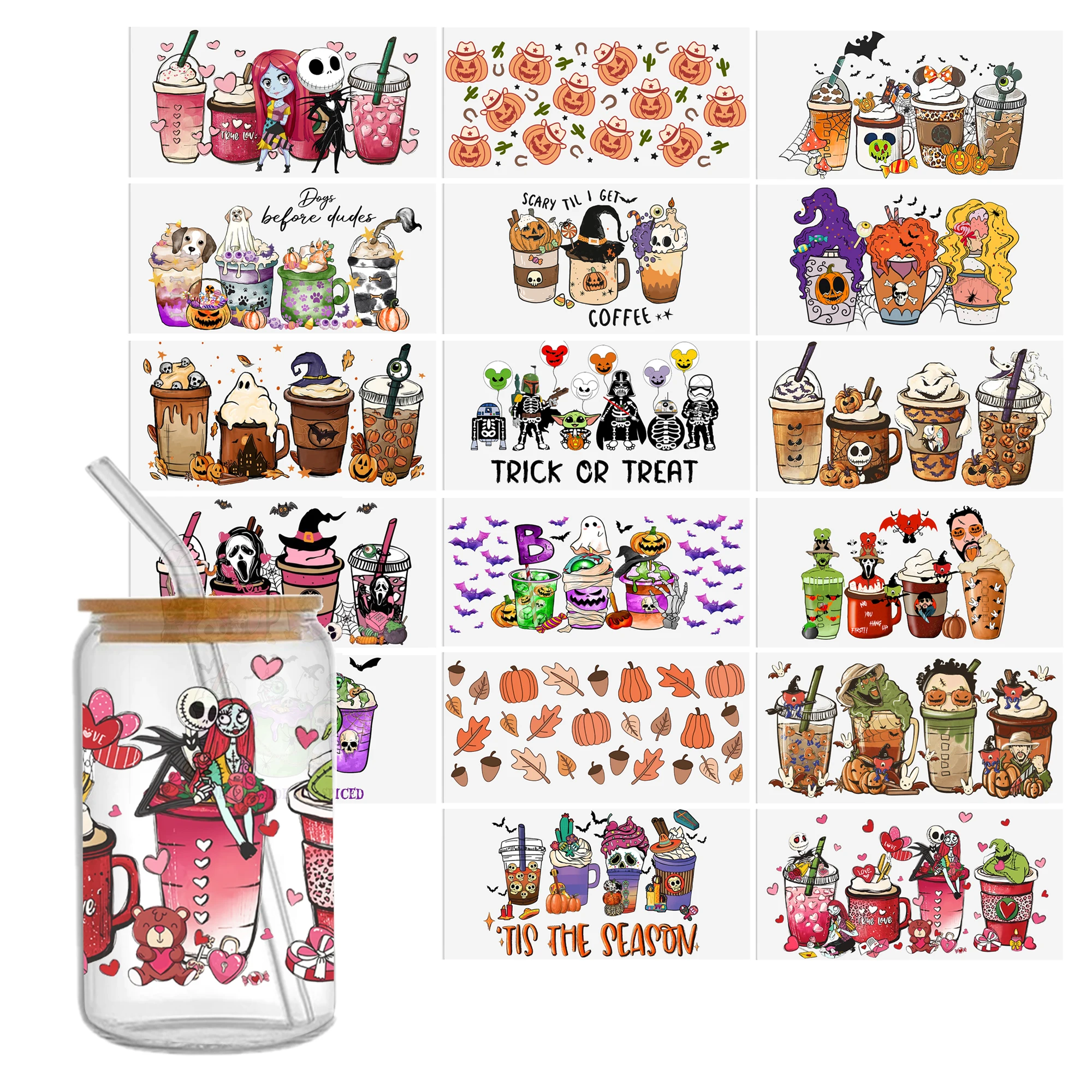 

The Nightmare before Christmas UV DTF Stickers For Glass Cup Decoration Laptop Motorcycle Car Waterproof Sticker For Girl Kids