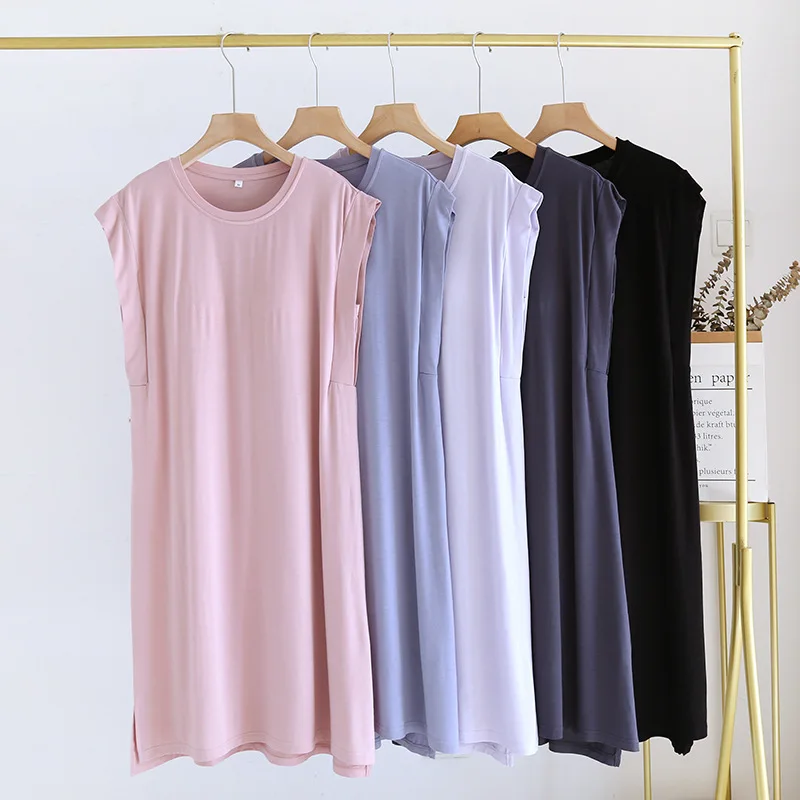 

Женская ночная рубашка без рукавов, летняя пижама из модала