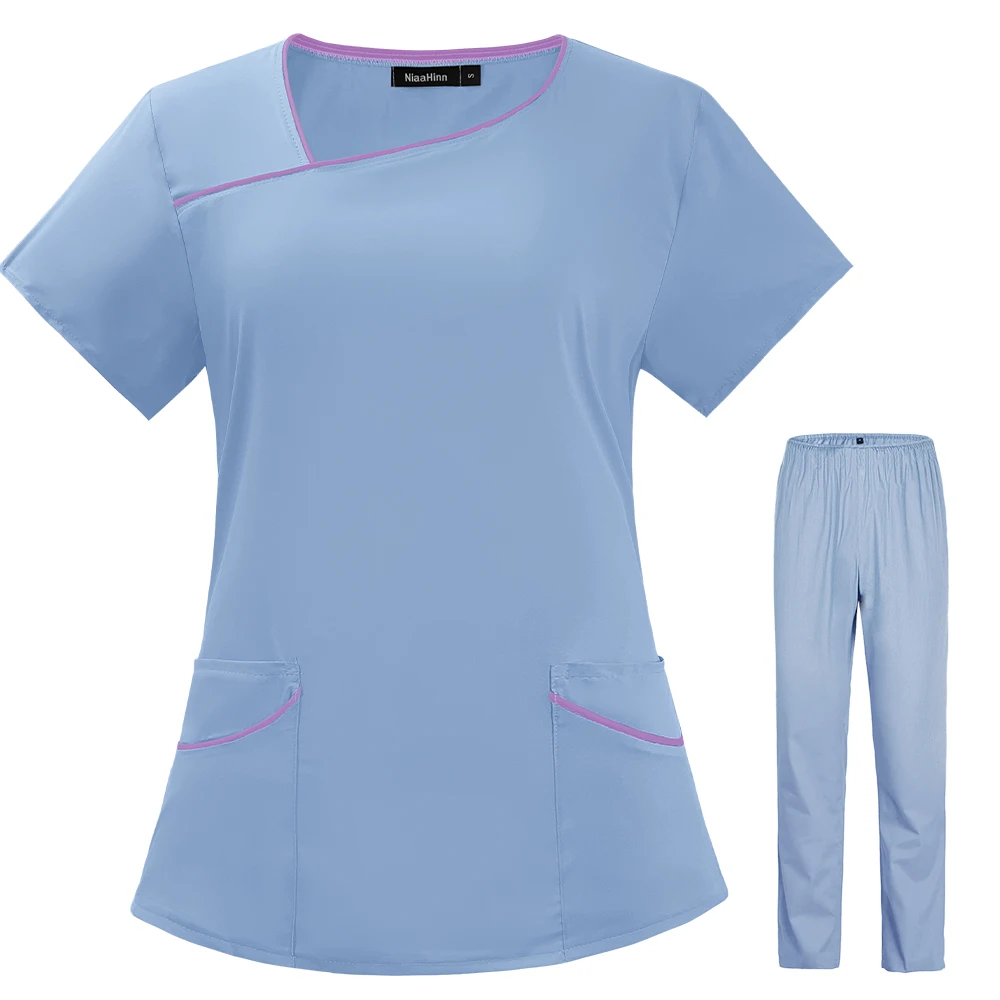 Beauty Salon Overalls summer Short-sleeve Medical Uniforms Doctors Nurses Clinical women Clothes Pet Scrubs Female Nursing Suits