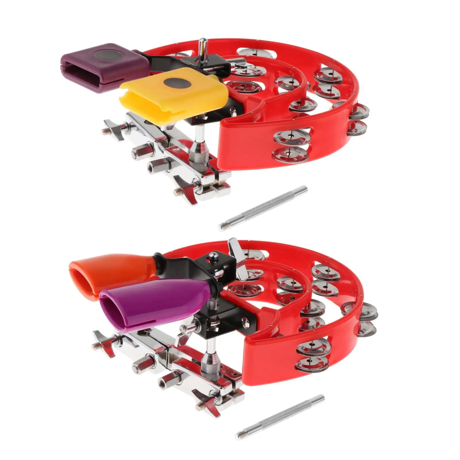Clamp Held Tambourine Bell Musical Percussion Block Music Instrument high and