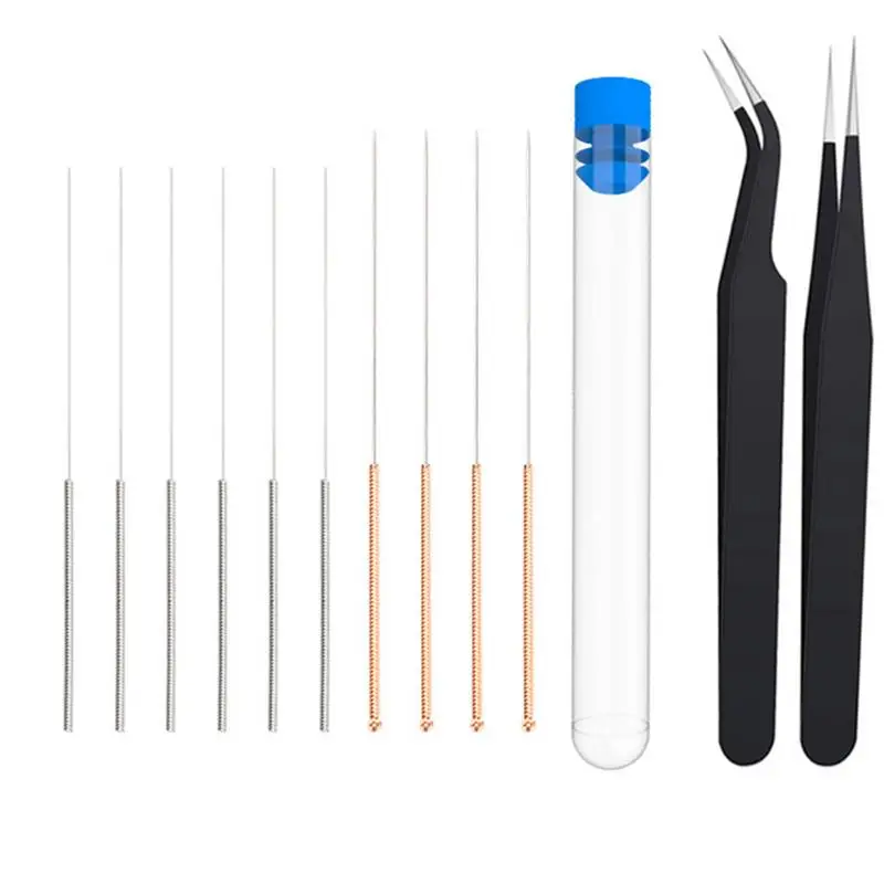 3D Nozzle Cleaning Toolkit 3D Printer With 2 Tweezers 1 Storage Box Sharp Stainless Steel Non Slip Car wiper nozzle needle wiper 15pcs 3d printer nozzle cleaning kit 12 pcs 0 4mm nozzle cleaning needles with tube 2 pcs tweezers and 1pc brush