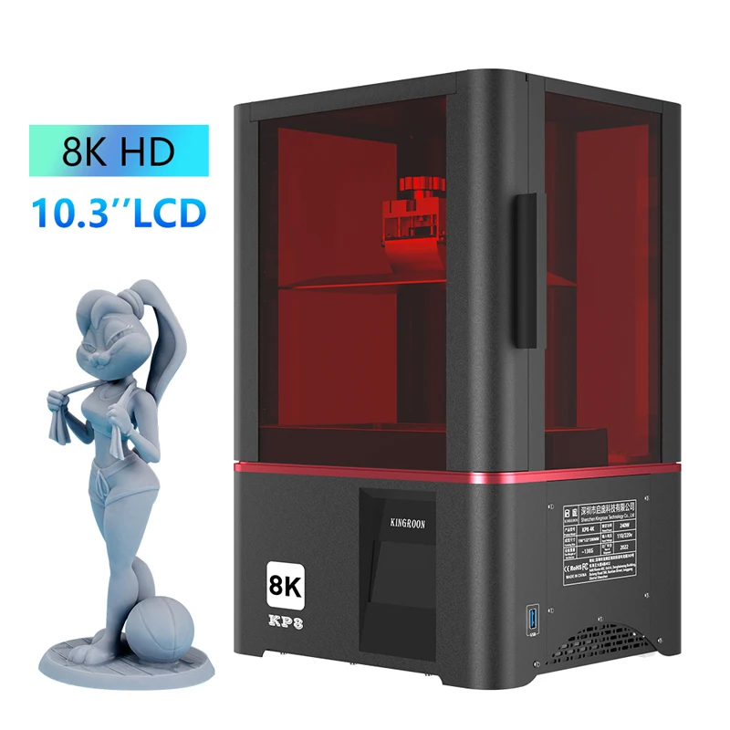 

Kingroon KP8 High Speed Printing 40-80m/h 8k Large Build Size LCD 3D Printer Dental 8K 3d Printer Resin for Kids Education