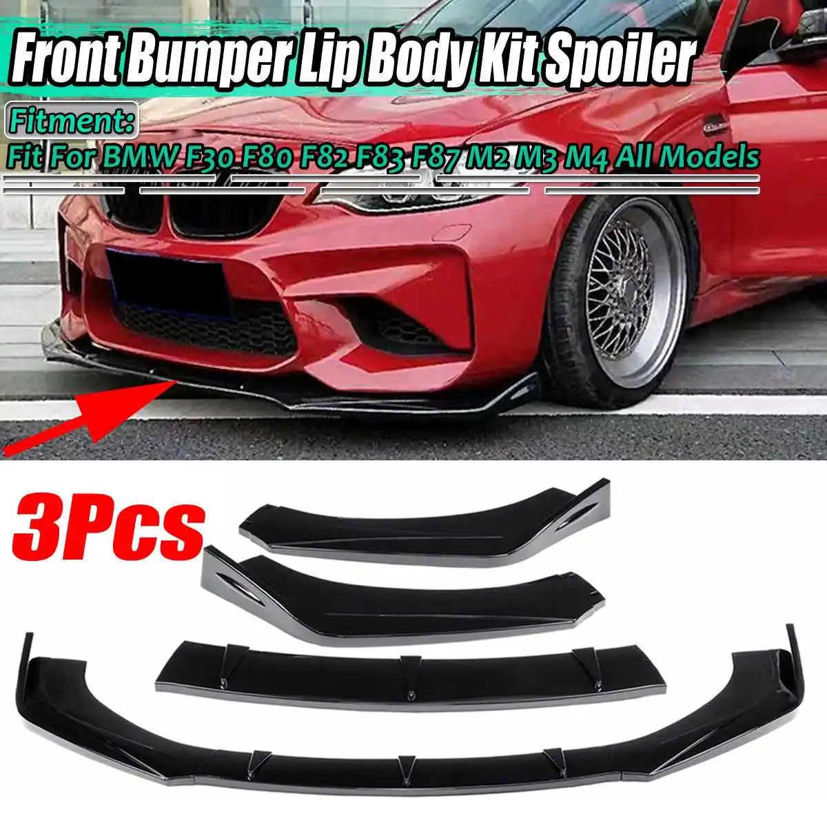 NewCarFrontBumperLipDeflectorLipsSpoilerSplitterLipDiffuser