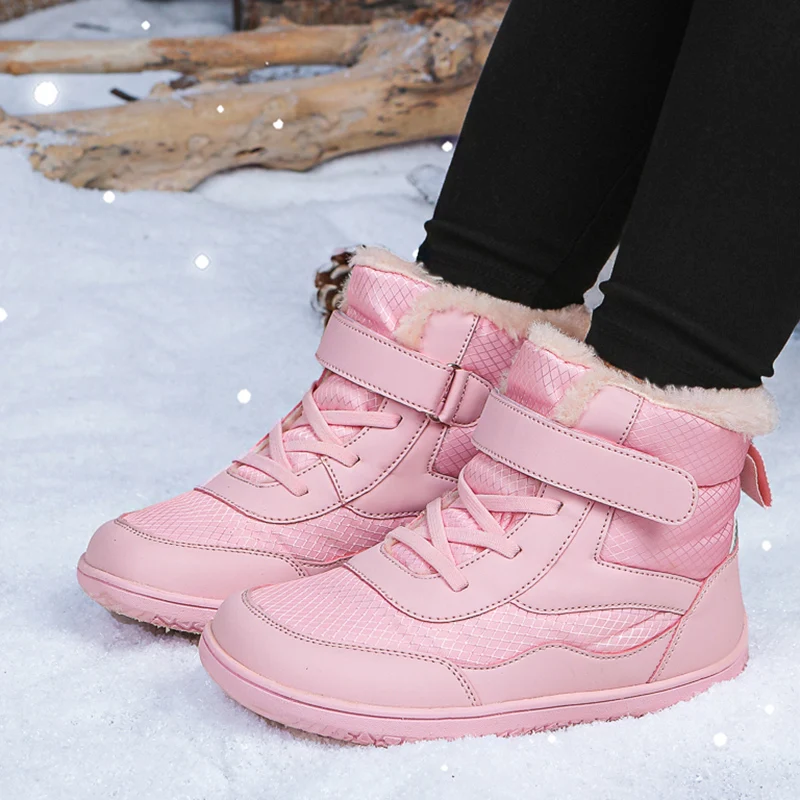 Wide Barefoot Kids Snow Boots Winter Warm Boots for Girls Outdoor Walking Non-slip Children's Shoes Girl Boy Shoes Sneakers kids shoes red sneakers shadow sneakers