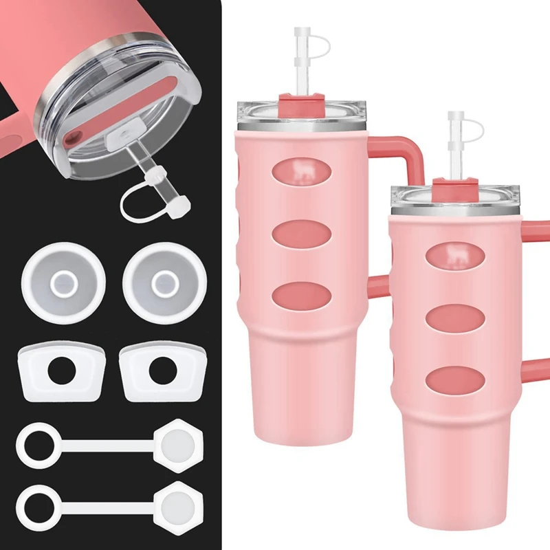 18 PCS Spill Stopper Set Straw Cover Spill Stopper Silicone For Stanley Quencher H2.0 Flowstate Tumbler 40Oz 30Oz