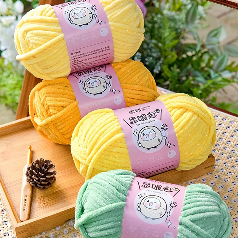 100g/Roll 68 Meters 6mm Polyester Yarn for DIY Sweater Scarf Warm Soft  Knitting&Crocheting Handmade Shiny Thread Thick Yarn 4