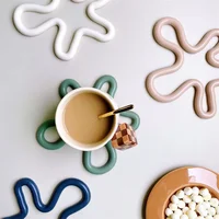 Irregular Silicone Table Mat Geometrical Heat Resistant Drink Cup Coasters Non-slip Pot Holder Placemat Kitchen Pan Pads 1